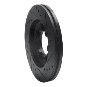 Acura SLX Brake Rotor (1) - Front Left - R1 Concepts - Drilled & Slotted - Black - `92-`02